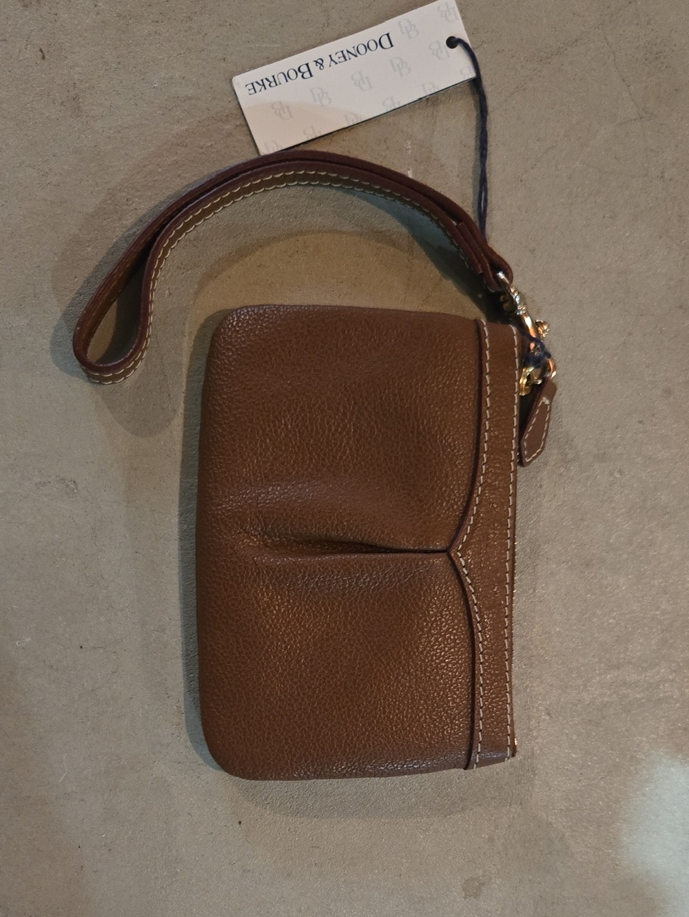 Dooney & Bourke Brown Pebbled Leather Wristlet